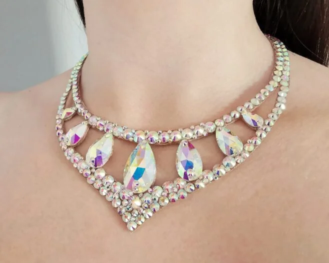 Ballroom dance necklace with AB crystals