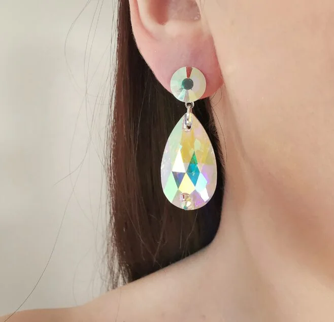 Ballroom dance AB crystal dangling earrings
