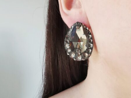 Ballroom dance black diamond earrings, dance crystal earrings