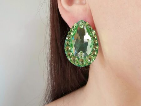 Ballroom dance light green earrings, dance crystal earrings