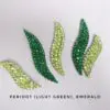 Green ballroom hair jewelry, emerald and peridot crystals