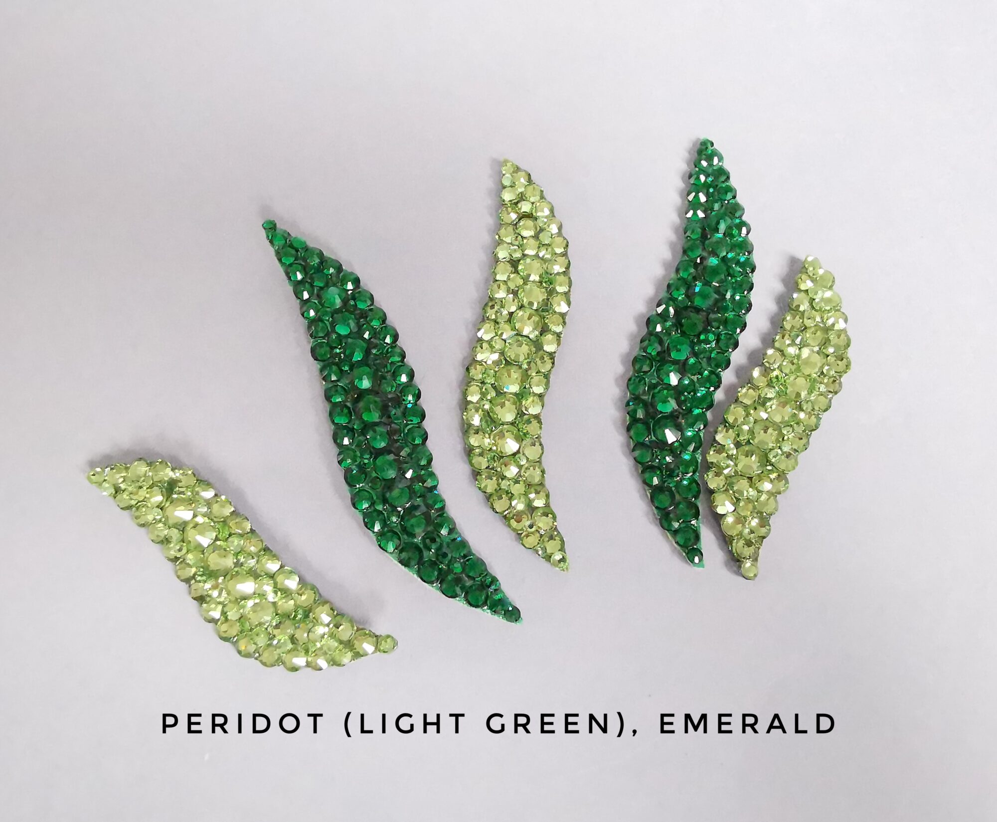 Green ballroom hair jewelry, emerald and peridot crystals