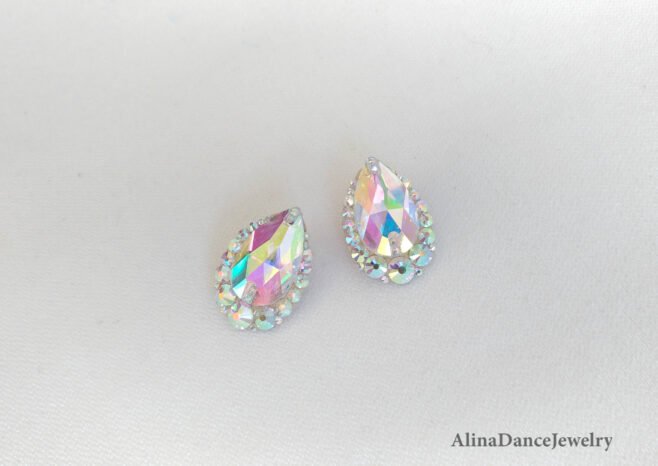 Crystal dance earrings for ballroom and belly dance