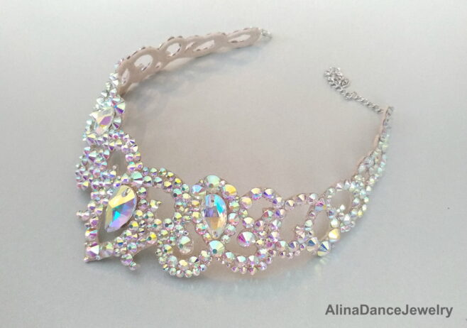 Ballroom competition necklace with crystals