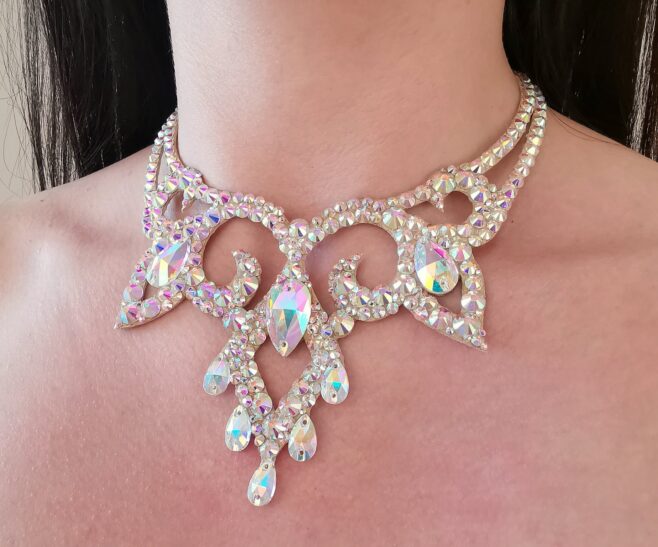 Ballroom dance necklace with AB crystals
