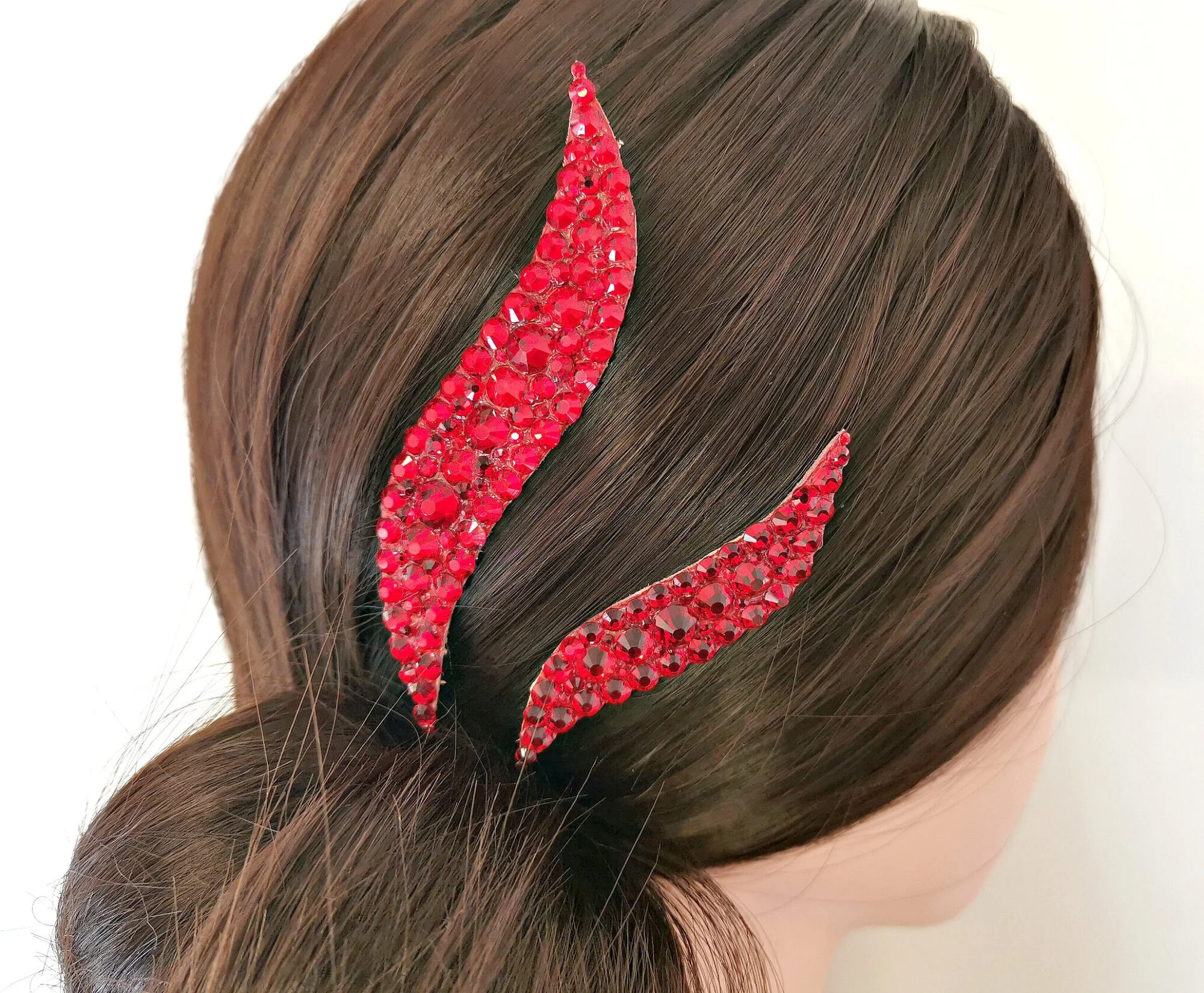 Ballroom red hair piece with crystals