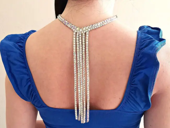 Ballroom back necklace with rhinestones
