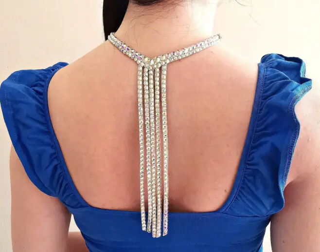 Ballroom back necklace with rhinestones