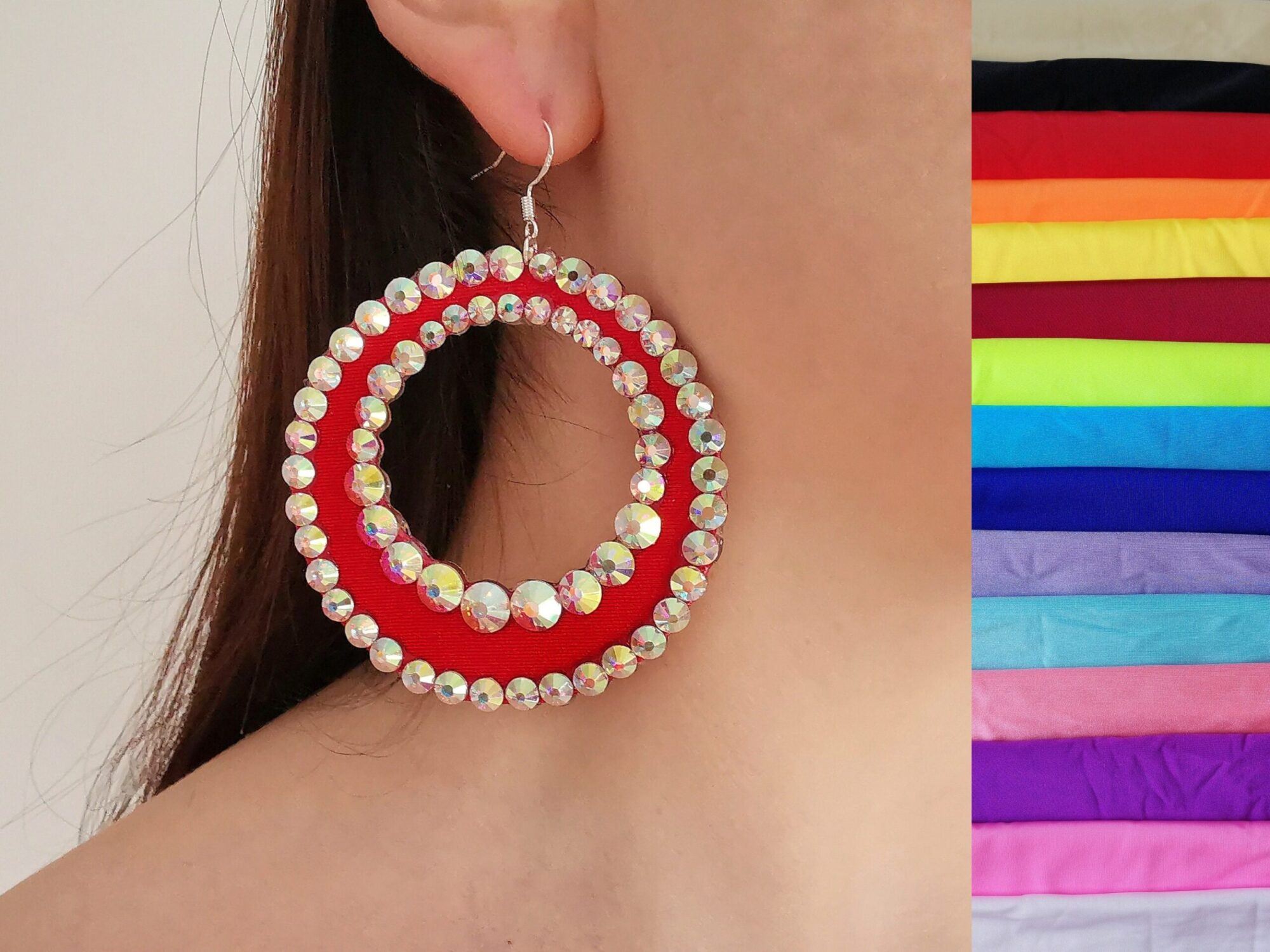 Ballroom hoop earrings Latin dance crystal hoop earrings