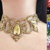 Belly dance gold crystal necklace