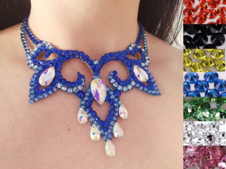 Ballroom blue necklace with rhinestones