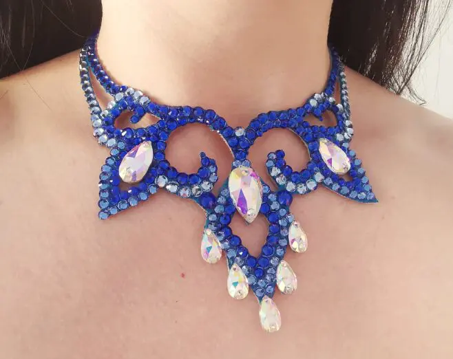Ballroom blue necklace with crystals