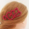Ballroom hair jewelry with red crystals