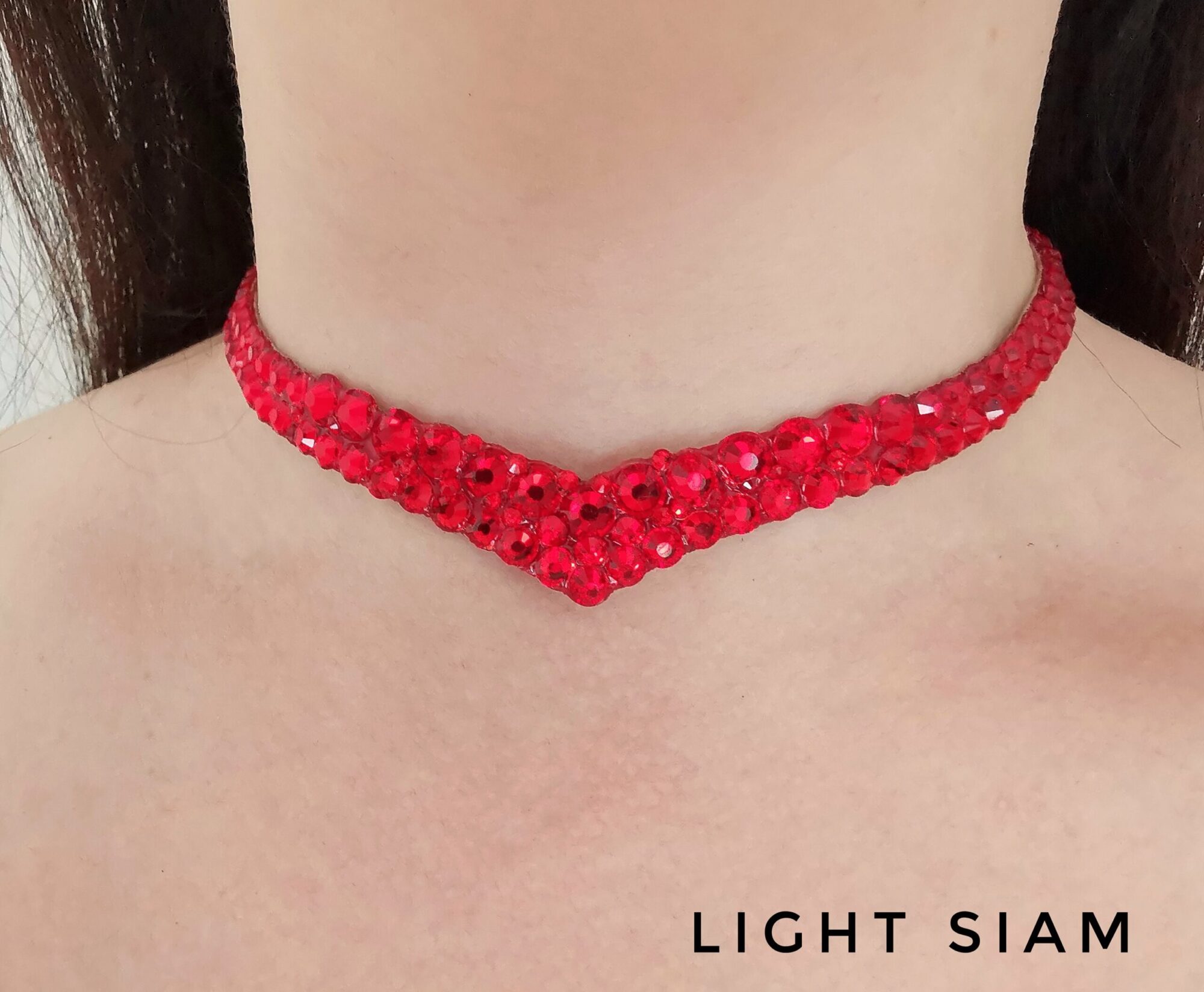 Ballroom red siam necklace with crystals