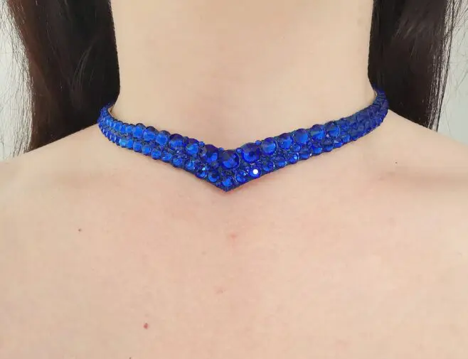 Ballroom blue necklace with crystals