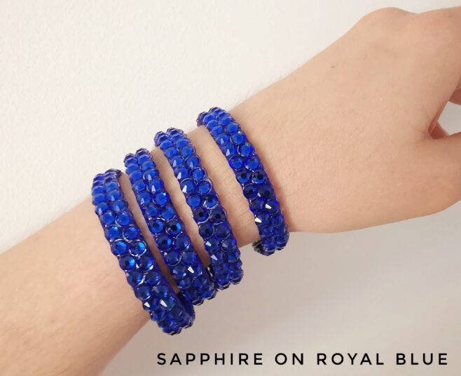 Ballroom dance bangle bracelet with sapphire rhinestones