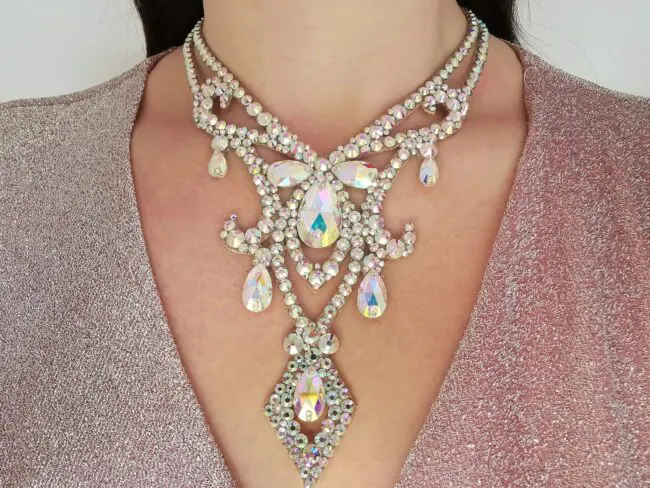 Ballroom dance necklace with AB crystals