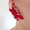 Ballroom dance red clip on earrings