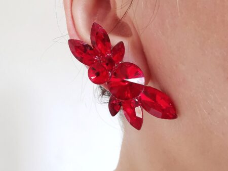 Ballroom dance red clip on earrings