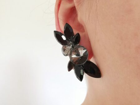 Ballroom clip on black earrings