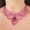 Ballroom dance necklace with pink crystals