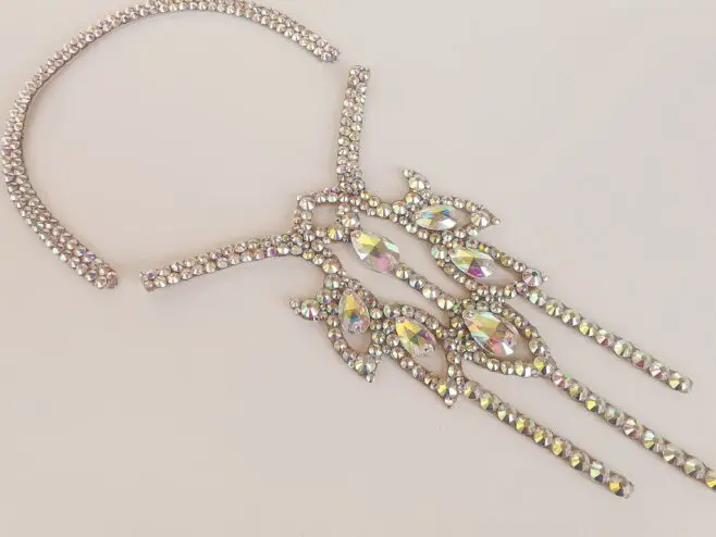 Ballroom back necklace with rhinestones