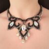 Ballroom dance black necklace with crystals