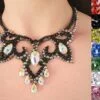 Ballroom dance necklace with black crystals