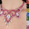 Ballroom dance necklace with pink crystals