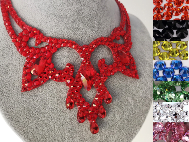 Ballroom necklace with red rhinestones