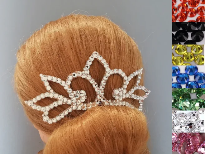 Dance hair piece with rhinestones