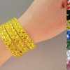Ballroom dance rhinestones yellow bangle bracelet