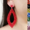 Red crystal dance earrings for ballroom and belly dance