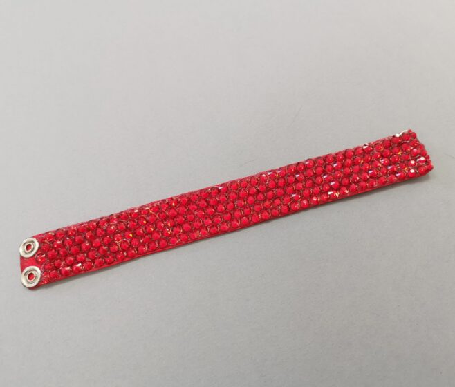 Red bangle ballroom bracelet for dance, siam rhinestones