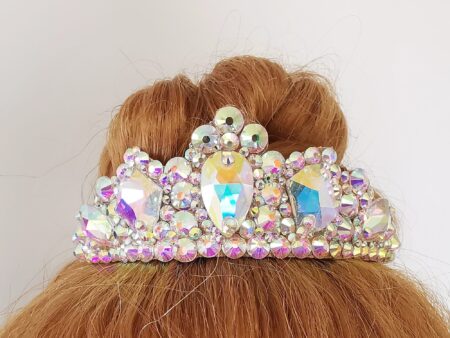 Hair bun crown for dance with AB crystals