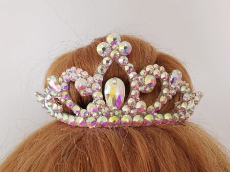 Hair bun crown with ab crystals for gymnastics, dance and skating