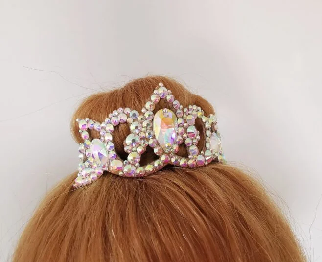 Hair bun crown for rhythmic gymnastics, lyrical dance, figure skating, ballroom dance