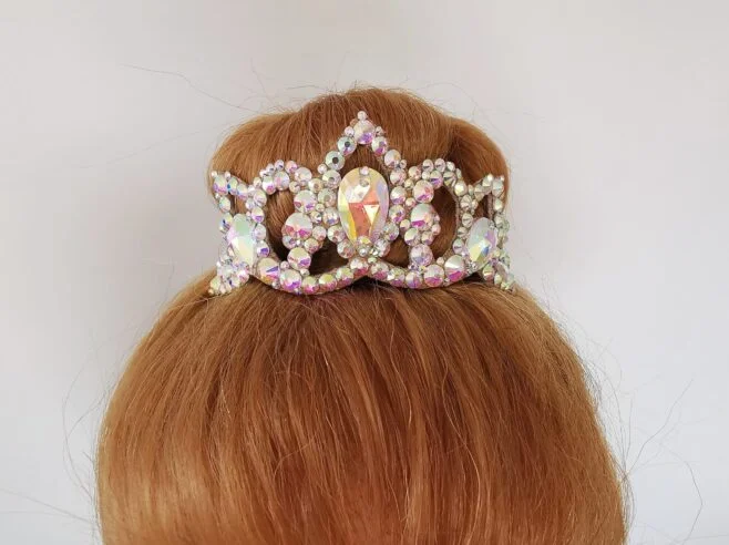 Hair bun crown for rhythmic gymnastics, lyrical dance, figure skating, ballroom dance